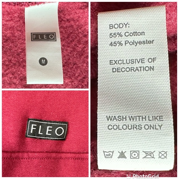 Fleo Burgundy Maroon Quarter Zip Sweatshirt Fleece Pullover Pocket, size Medium